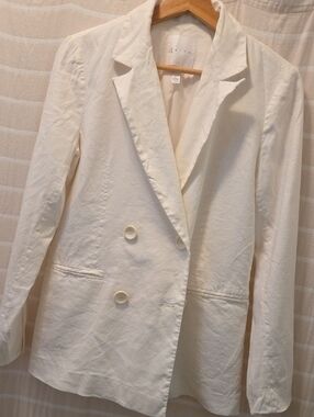 Leith Double-Breasted Cream Blazer